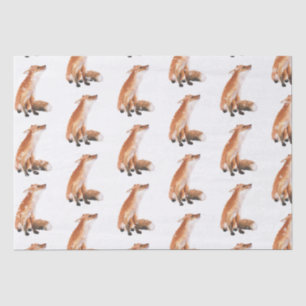 Elegant Snowy Winter Animals Red Fox Tissue Paper