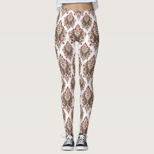 elegant sock monkey damask printed leggings