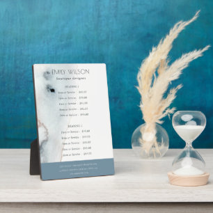 Elegant Soft Aqua Blue Gold Beachy Service Price Plaque