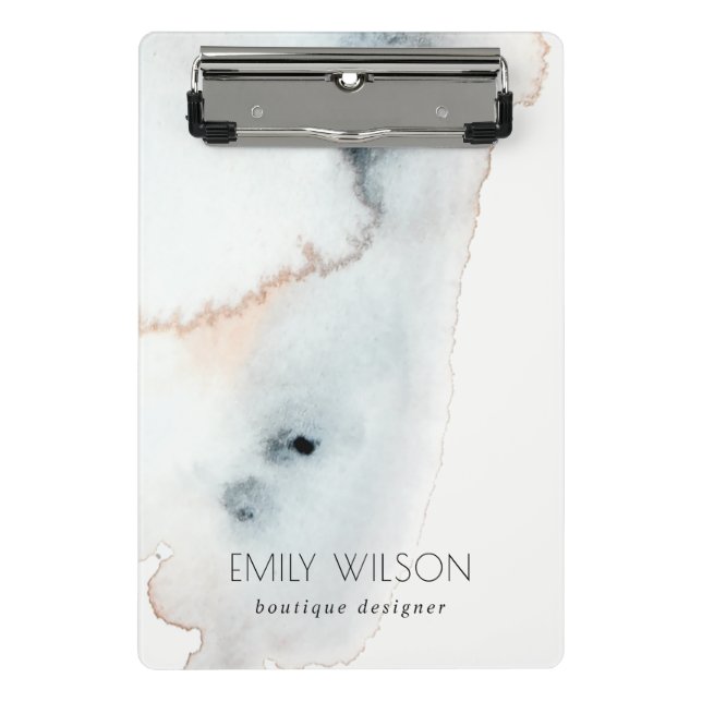 Elegant Soft Aqua Blue Gold Watercolor Beachy Mini Clipboard (Front)