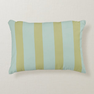 Elegant Soft Blue and Green Stripes Accent Pillow
