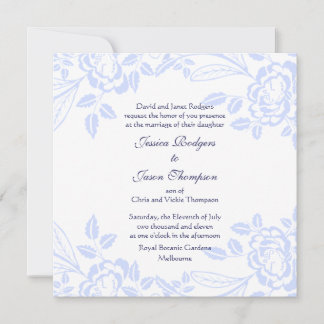 Elegant Soft Blue Rose Wedding Invitation