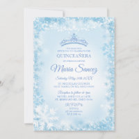 Elegant Soft Blue & String Light Mis Quince Invite