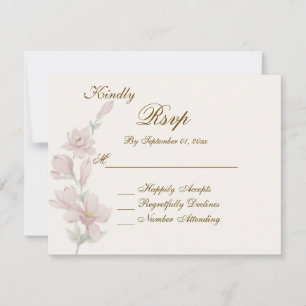 Elegant Soft Blush Floral RSVP Wedding Card