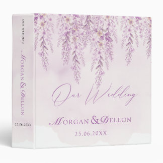 Elegant Soft Blush Lavender Floral Wedding Binder