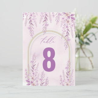 Elegant Soft Blush Lavender Wedding Table Number