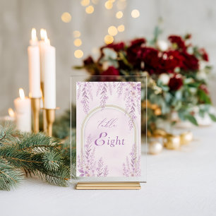 Elegant Soft Blush Lavender Wedding Table Number