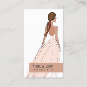 ELEGANT SOFT BLUSH PEACH EVENING GOWN BRIDAL DRESS BUSINESS CARD