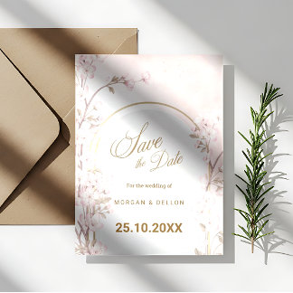 Elegant Soft Blush Pink Cherry Blossom Wedding Save The Date