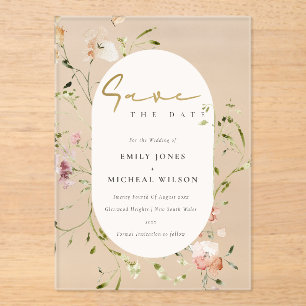 Elegant Soft Blush Red Green Meadow Watercolor Acrylic Invitations