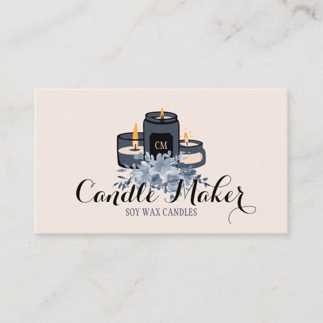 Elegant Soft Candle Soy Wax Homemade navy Business Card (Front)