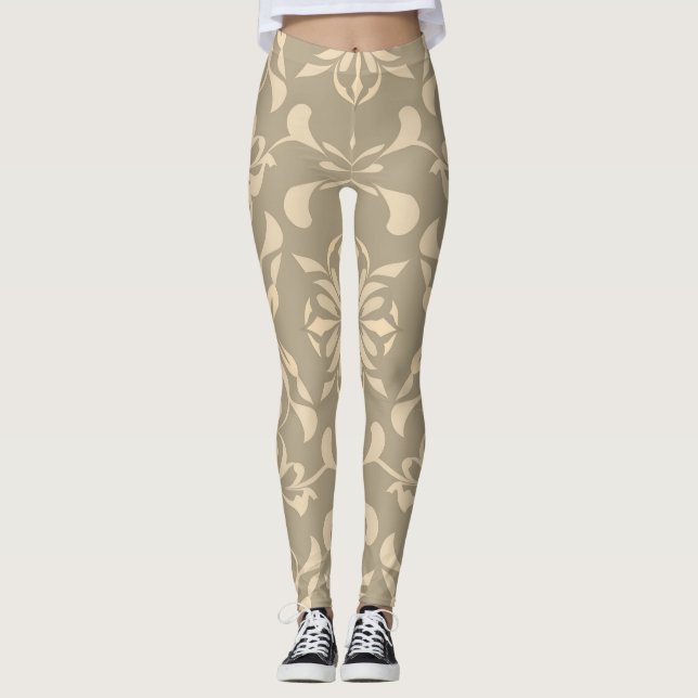Elegant Soft Colour Leggings with Seamless Decor P (Front)