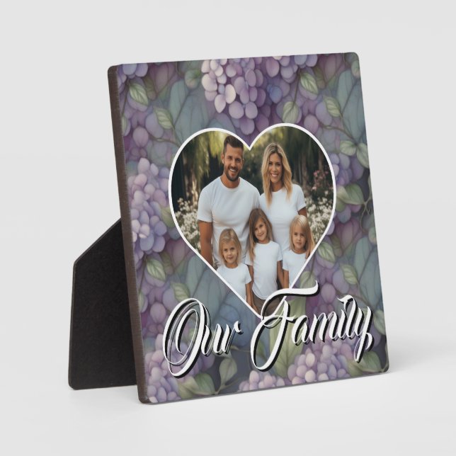 Elegant soft dusty purple watercolor floral photo plaque (Front)