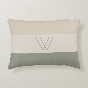 Elegant Soft Evergreen, Off White, Tan & Brown Accent Pillow