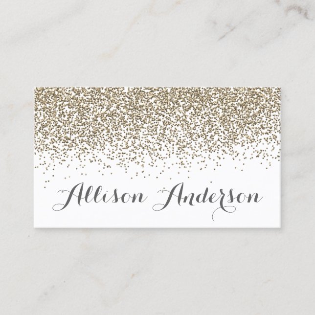 Elegant Soft Gold Glitter Business Cards (Front)