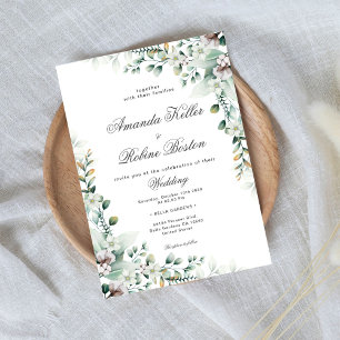 Elegant Soft Green Eucalyptus Floral Wedding Invitation