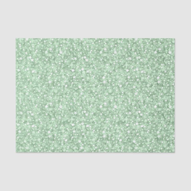 Elegant Soft Green Faux Glitter & Sparkles Tissue Paper (Front)