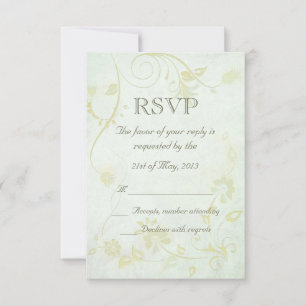 Elegant Soft Green Vintage Wedding RSVP Card