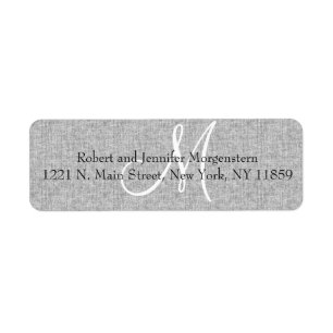 Elegant Soft Grey Linen Monogram Address Labels