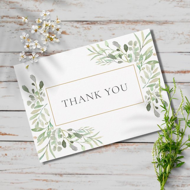 Elegant Soft Leaves Greenery Thank You Card (Creator Uploaded)