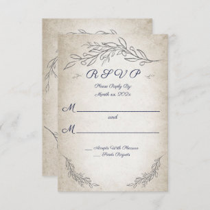 Elegant Soft Leaves Script Wedding RSVP Card