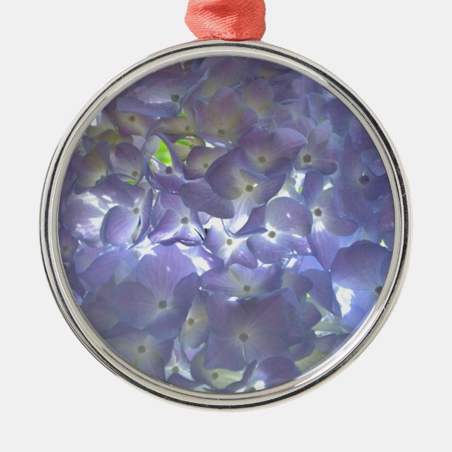 Elegant soft light purple floral purple hydrangeas metal ornament (Front)
