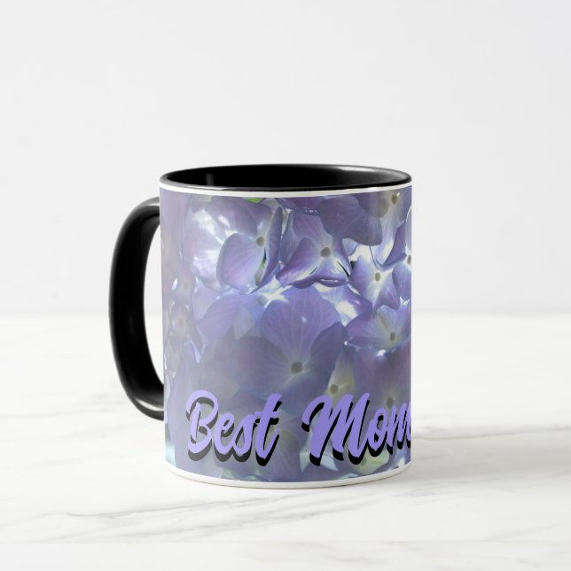 Elegant soft light purple floral purple hydrangeas mug (Front Left)