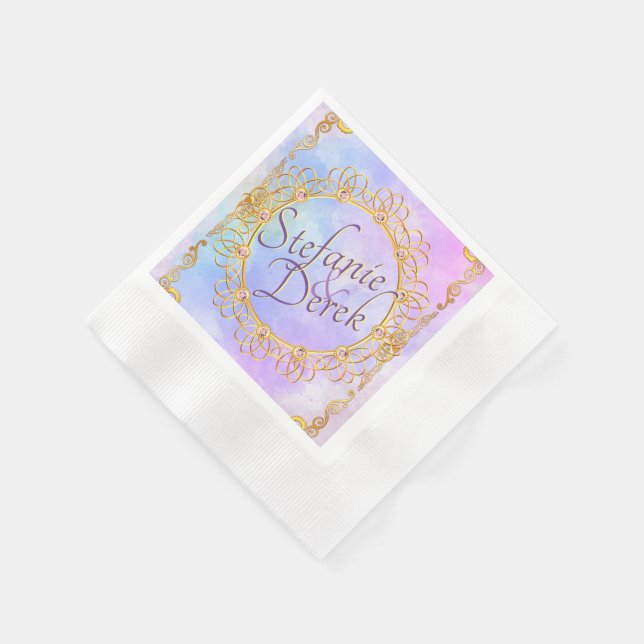 Elegant Soft Pastel & Gold Napkin (Corner)