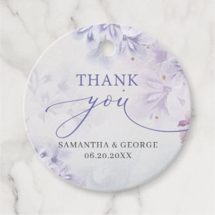 Elegant soft pastel purple spring flowers wedding favour tags