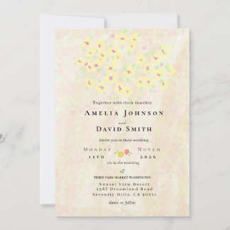 Elegant soft pastel Watercolor Floral Wedding  Invitation
