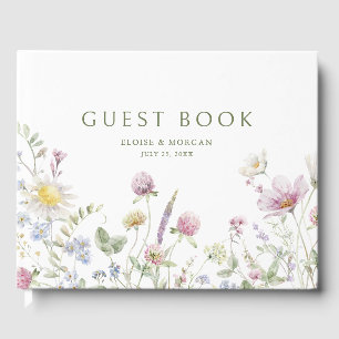 Elegant Soft Pastel Wildflower Botanical Wedding Guest Book