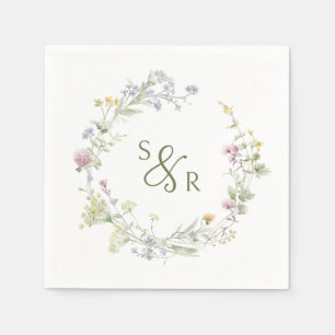 Elegant Soft Pastel Wildflower Botanical Wedding Napkin