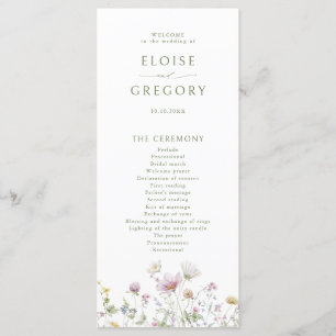 Elegant Soft Pastel Wildflower Botanical Wedding Program