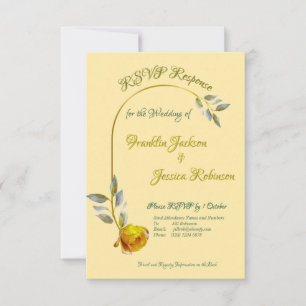 Elegant soft peace rose butter yellow oval Wedding RSVP Card