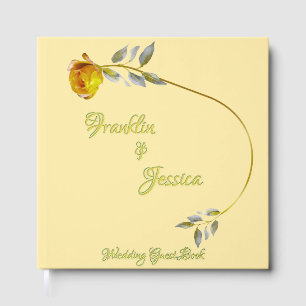 Elegant soft peace rose green & gold oval Wedding Guest Book