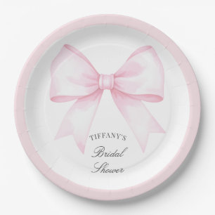 Elegant Soft Pink Blush Bow Bridal Shower Paper Plate