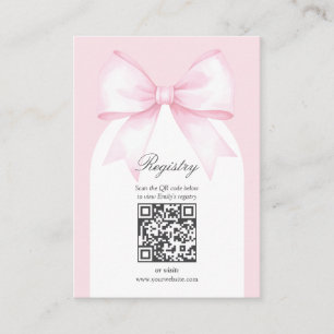Elegant Soft Pink Blush Bow Bridal Shower Registry Enclosure Card
