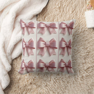 Elegant Soft Pink Bow Throw Pillow – Chic & Cozy