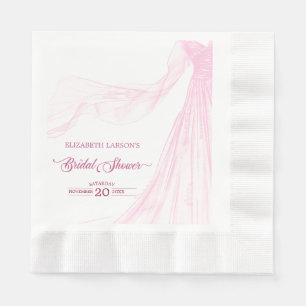 Elegant Soft Pink Bridal Dress Bridal Shower Napkin