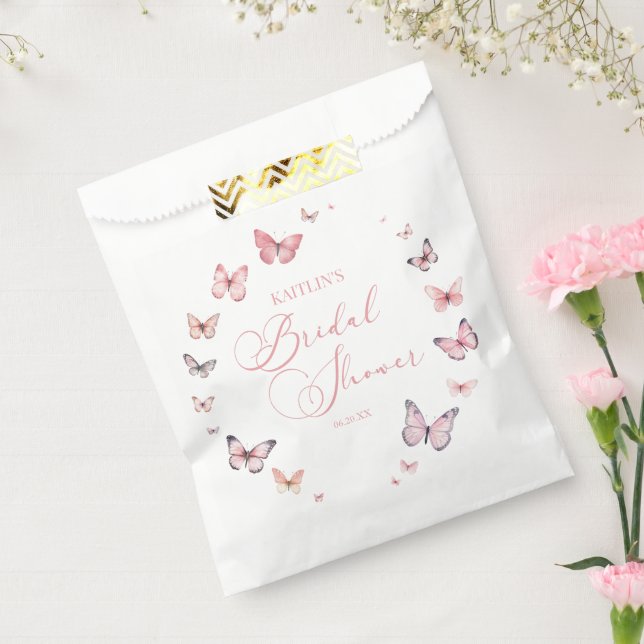 Elegant Soft Pink Butterfly Bridal Shower  Favour Bag