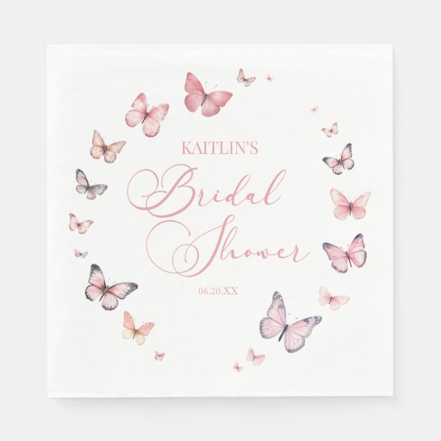 Elegant Soft Pink Butterfly Bridal Shower  Napkin (Front)
