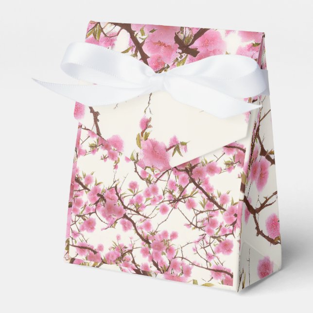 Elegant Soft Pink Cherry Blossom Florals  Favor Box (Front Side)