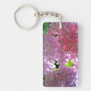 Elegant soft pink florals pink hydrangeas roses keychain