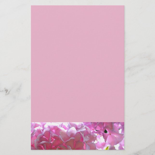 Elegant soft pink florals pink hydrangeas roses stationery (Front)