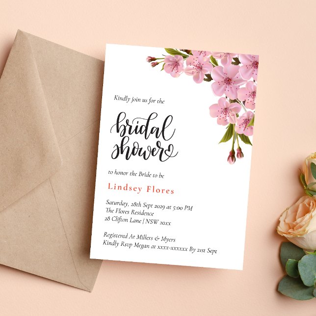 Elegant Soft Pink Flowers Greenery Bridal Shower  Invitation (Creator Uploaded)