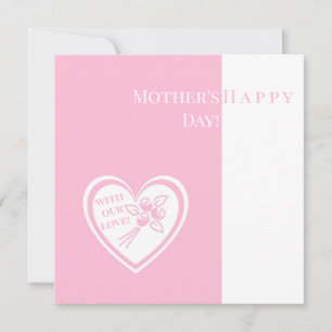 Elegant Soft Pink Hearts and Roses Mother's Day Holiday Card