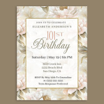 Elegant Soft Pink Ivory Peony 101st Birthday 