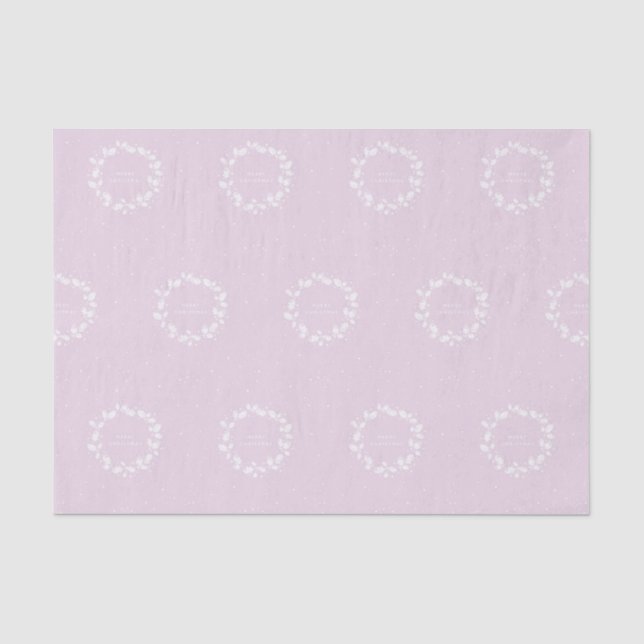 Elegant Soft Pink Merry Christmas Holly Wreath Tissue Paper (Front)