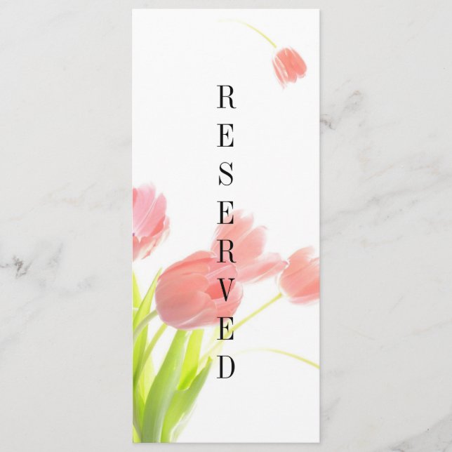 Elegant Soft Pink Tulips Reserved Sign Menu (Front)