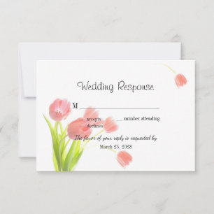 Elegant Soft Pink Tulips RSVP Card